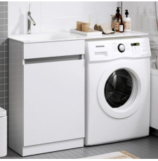 Тумба под стиральную машину Aqwella Forma 115 для умывальника, с корзиной, левая