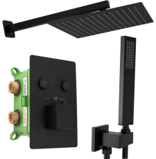 Встроенная душевая система Rea Fenix Davis Black P6357 с термостатом, черный матовый