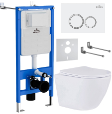 Унитаз с инсталляцией Roxen Antares подвесной с крышкой, с кнопкой кр., белый