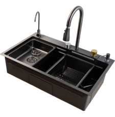 Мойка для кухни Marrbaxx B7546-DMR-DMR 75x46, врезная, со смесителем, декор, графит