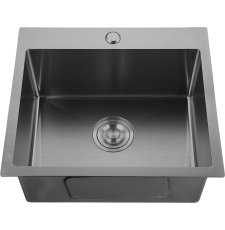 Мойка для кухни GranFest Metal GF-5050 50x50 врезная, с сифоном, PVD графит