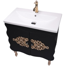 Тумба для умывальника КМК Bliss Искушение 80 Como напольная, 2 дв., черный\золото