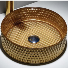 Раковина CeramaLux GL05 36 на столешницу, стекло, золотой глянец