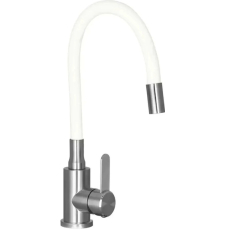 Смеситель для кухни Wisent WP74004-3 с гибким изливом, сатин/белый