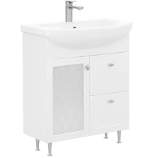 Тумба для умывальника Volna Milena 70.1D.2Y Балтика напольная, 1 дв., 2 ящ., белый глянец, tnMILENA70.1D.2Y-01