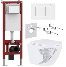 Комплект унитаз с инсталляцией Roxen Antares Tornado Asten Readle Zentralmodul подвесной с крышкой, с кнопкой, белый