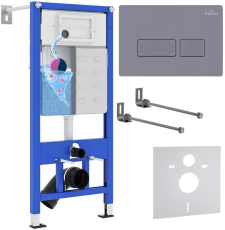 Инсталляция для унитаза Roxen StounFix Dual Fresh 966767 с кнопкой Caspia, серый бетон Инсталляция для унитаза Roxen StounFix Dual Fresh 966767 с кнопкой Caspia, серый бетон