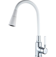 Смеситель для кухни Ledeme H99 L4199-3 с гибким изливом, хром/белый