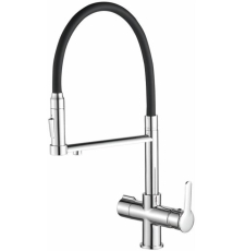 Смеситель для кухни Haiba HB854 HB76854 с гибким изливом, под фильтр, черный\хром