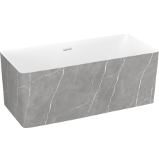 Акриловая ванна Wellsee Pure BY Wellsee 166x77, отдельностоящая, белый глянц., серый  матов.мрамор/хром