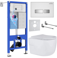 Комплект унитаз с инсталляцией Roxen Porto подвесной с крышкой, с кнопкой пр., белый/хром