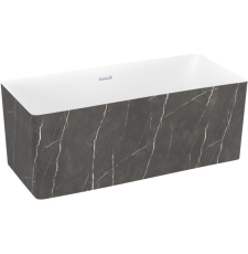 Акриловая ванна Wellsee Pure BY Wellsee 166x77, отдельностоящая, белый глянц., черный матов.мрамор/хром