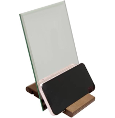 Зеркало для макияжа Алмаз-Люкс ДЗ-16 14x21 косметическое, настольное, с подставкой для смартфона, орех