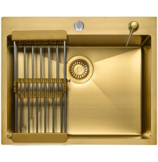 Мойка для кухни Diamond 60x50 врезная, коландер, дозатор, Gold Decor