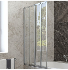 Душевая шторка на ванну Veconi PL-74L 90x150, левая, прозр.Easy Clean\хром