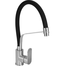 Смеситель для кухни Wisent W74116-2 с гибким изливом, сатин/черный