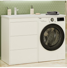 Тумба под стиральную машину Brevita Grafit 60 для умывальника 120, 3 ящ., белый