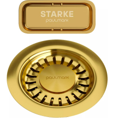 Cлив для кухонной мойки Paulmark PM6024-BG с овальным переливом, брашированное золото