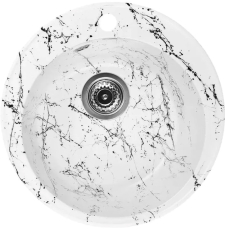 Мойка для кухни Wisent WA05-12 47.5x47.5, врезная, мрамор бело-черный