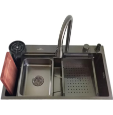 Мойка для кухни Wisent WG37546BD 75x46 многофункциональная, врезная, со смесителем, аксессуарами, текстур., графит