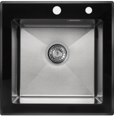 Мойка для кухни Arfeka Eco Ar PVD Nano GS Black Glass 50x50, врезная, satin