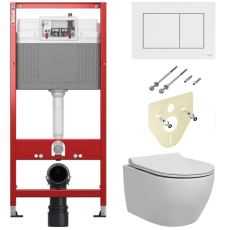 Унитаз с инсталляцией Tece Tecebase 2.0 kit Pestan Fluenta Turbo 360° подвесной, с крышкой микролифт, с кнопкой Тecenow, белый