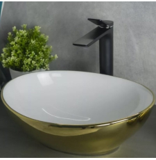 Раковина Gid Nc999 41 на столешницу, белый/золото