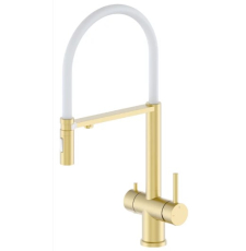 Смеситель для кухни Vivi Felice 1314 Ob Oro Opaco bianco, с фильтром для питьевой воды, матовое золото/белый