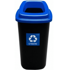 Мусорное ведро Plafor Sort Bin 683-03 для раздельного сбора, 28 л, синий\стекло