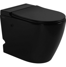 Унитаз приставной Abber Bequem AC1115PMB импульсный, с крышкой микролифт, горизонтальный выпуск, черный матовый