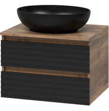 Тумба для умывальника Brevita Dakota 60 подвесная, 2 ящ., дуб галифакс олово/черный