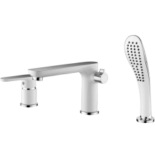 Смеситель на борт ванны Ledeme H53 L1153W врезной, на 3 отверстия, с лейкой, хром/белый