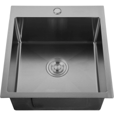 Мойка для кухни GranFest Metal GF-4844 48.5x44 врезная, с сифоном, PVD графит