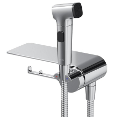 Смеситель с гигиеническим душем AM.PM Func F0H8F900 настенный, с полкой и крючком, хром