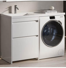 Тумба под стиральную машину Belux Ока Н 60-02 для умывальника 120, напольная, белый глянц. 1