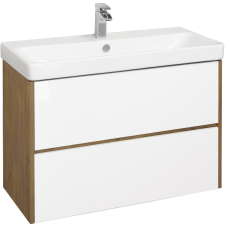 Тумба с умывальником Акватон Сканди 90 Адриана, Белый/Дуб Рустикал.