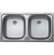 Мойка для кухни Kromrus EC 189M RUS 78x43.5 накладная, 2 чаши, матовый хром