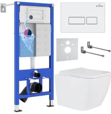 Унитаз с инсталляцией Roxen Cube Tornado подвесной с крышкой, с кнопкой пр., белый