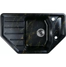 Мойка для кухни Wisent WE08-14 78x48.5, врезная, угловая, мрамор черно-золотой