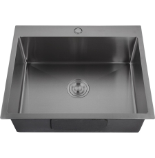 Мойка для кухни GranFest Metal GF-6045 60x45 врезная, с сифоном, PVD графит
