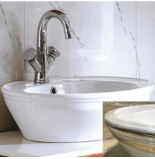 Раковина CeramaLux Luxe Classic 2150G 60 на столешницу, бело-золотой