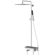 Душевая стойка с тропическим душем Teska Niagara NG3501S со смесителем, хром\черный
