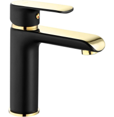 Смеситель для умывальника Rea Bloom Black Gold Low B9933, черный матовый\золото