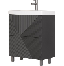 Тумба для умывальника Velvex Edge 80 напольная, 2 ящ., графит