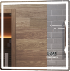 Зеркало Vigo Geometry Media 700 70x70 с подсветкой LED, сенсор, часы, подогрев, темп. датчик, медиаблок