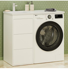 Тумба под стиральную машину Brevita Grafit 40 для умывальника 100, 3 ящ., белый