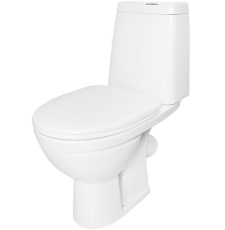 Унитаз Sanita Марс комфорт напольный, с крышкой ДП микролифт, 2 режима, косой выпуск, полуободковый