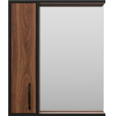 Зеркало-шкаф Misty Кедр 60x72 левый, орех/черный