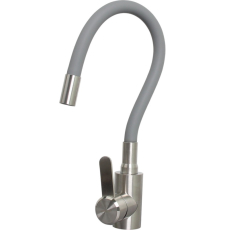 Смеситель для кухни Wisent W740333-9 с гибким изливом, сатин/серый