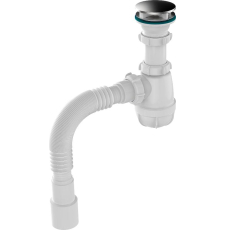 Сифон для умывальника и мойки Aquant B0116-30-MR с крышкой, 1 1/2"х40, хром